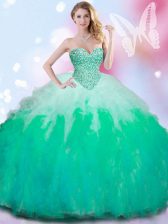Stylish Sleeveless Beading and Ruffles Lace Up Vestidos de Quinceanera
