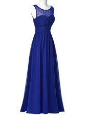  Scoop Chiffon Sleeveless Floor Length Prom Party Dress and Beading