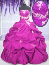  Pick Ups Floor Length Fuchsia Sweet 16 Dresses Strapless Sleeveless Lace Up