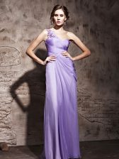 Dramatic One Shoulder Sleeveless Chiffon Prom Party Dress Beading and Ruching Side Zipper