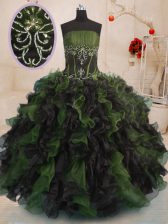 Adorable Floor Length Multi-color Ball Gown Prom Dress Strapless Sleeveless Lace Up