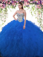  Sweetheart Sleeveless Tulle Sweet 16 Dress Beading Lace Up