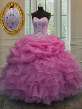  Sleeveless Lace Up Floor Length Beading and Ruffles and Pick Ups Quinceanera Dresses