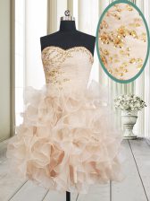  Sweetheart Sleeveless Lace Up Champagne Organza