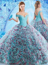 High End Multi-color 15 Quinceanera Dress Off The Shoulder Sleeveless Court Train Backless