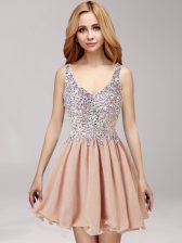  Straps Sleeveless Beading and Ruffles Zipper Evening Dress