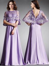 On Sale Scoop Half Sleeves Satin Lace Zipper