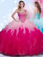 Graceful Floor Length Multi-color 15 Quinceanera Dress Tulle Sleeveless Beading and Ruffles