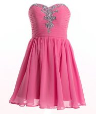  Rose Pink Sweetheart Neckline Beading Prom Evening Gown Sleeveless Lace Up