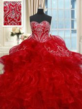  Sleeveless Beading and Ruffles Lace Up Vestidos de Quinceanera