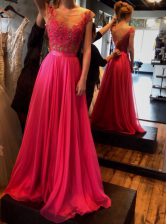Free and Easy Scoop Sleeveless Appliques Zipper Prom Party Dress