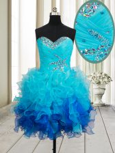 Adorable Multi-color Sleeveless Beading and Ruffles Mini Length Homecoming Dress