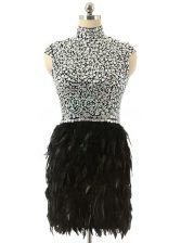 Lovely Black High-neck Neckline Beading Cap Sleeves Zipper
