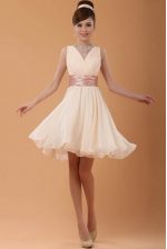 Wonderful V-neck Sleeveless Zipper Homecoming Dress Peach Organza