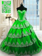  Ruffled Sleeveless Taffeta Court Train Lace Up Quinceanera Dresses for Military Ball and Sweet 16 and Quinceanera