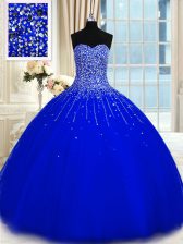  Floor Length Royal Blue Ball Gown Prom Dress Sweetheart Sleeveless Lace Up