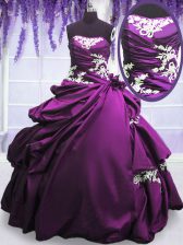 Spectacular Sleeveless Appliques and Pick Ups Lace Up Ball Gown Prom Dress