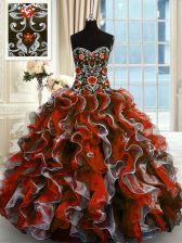  Sleeveless Beading and Appliques Lace Up Sweet 16 Dresses