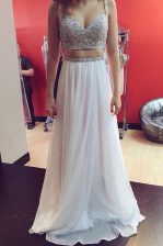 Enchanting Spaghetti Straps Sleeveless Elastic Woven Satin Beading and Ruching Zipper