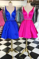 Classical Knee Length A-line Sleeveless Royal Blue Dress for Prom Zipper