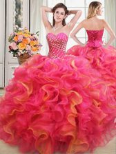  Multi-color Sleeveless Organza Lace Up Vestidos de Quinceanera for Military Ball and Sweet 16 and Quinceanera