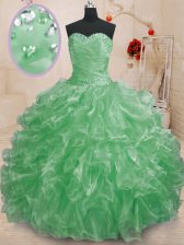  Organza Sleeveless Floor Length Sweet 16 Dress and Beading and Ruffles