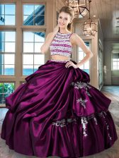  Pick Ups Floor Length Fuchsia Vestidos de Quinceanera Scoop Sleeveless Backless