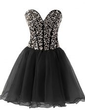 Customized Black Sweetheart Neckline Beading Sleeveless Lace Up