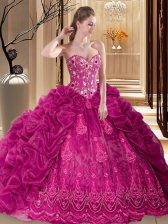 New Arrival Pick Ups Ball Gowns Sleeveless Fuchsia Quinceanera Dresses Court Train Lace Up