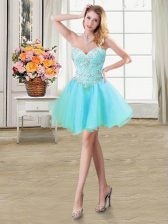 Dazzling Sleeveless Lace Up Mini Length Beading Dress for Prom