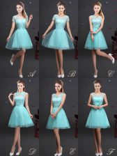 Custom Design Sleeveless Lace Up Mini Length Beading and Lace and Appliques and Belt Quinceanera Dama Dress