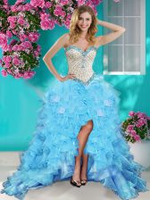  Sweetheart Sleeveless Lace Up Homecoming Dress Baby Blue Organza