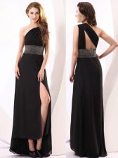 Modern One Shoulder Sleeveless Beading Backless Evening Dress