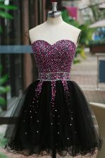 Nice Sleeveless Lace Up Knee Length Beading Evening Dress