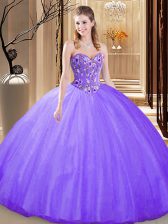  Sleeveless Embroidery Lace Up Sweet 16 Quinceanera Dress