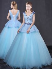 New Arrival Sleeveless Appliques Lace Up Quinceanera Dress