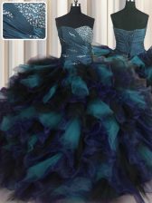 Elegant Floor Length Ball Gowns Sleeveless Multi-color Quinceanera Gown Lace Up