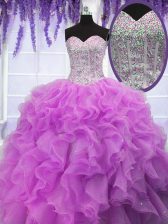 Comfortable Sleeveless Lace Up Floor Length Ruffles 15 Quinceanera Dress