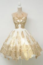  Scoop Champagne Sleeveless Tulle Zipper Prom Dresses for Prom and Party