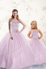  Floor Length Ball Gowns Sleeveless Lilac Quinceanera Gown Lace Up