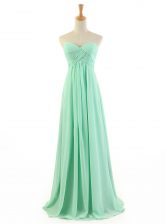 Designer Chiffon Sleeveless Floor Length Prom Gown and Ruffles