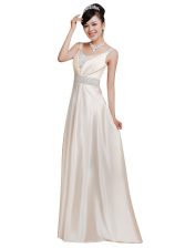  White V-neck Neckline Beading Prom Party Dress Sleeveless Zipper