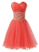 Best Sweetheart Sleeveless Organza Prom Dresses Beading Zipper