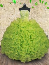  Sleeveless Beading and Ruffles Lace Up Sweet 16 Dress