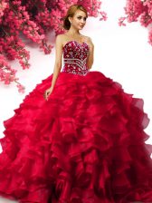  Sleeveless Lace Up Floor Length Beading and Ruffles Quinceanera Gowns