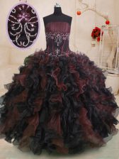  Multi-color Organza Lace Up 15 Quinceanera Dress Sleeveless Floor Length Beading and Ruffles