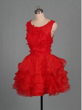  Scoop Sleeveless Organza Homecoming Dress Appliques Zipper
