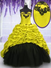 Colorful With Train Lace Up Quinceanera Dress Multi-color for Military Ball and Sweet 16 and Quinceanera with Appliques and Pick Ups Sweep Train