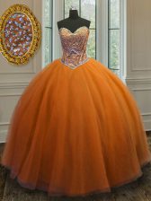Popular Sleeveless Lace Up Floor Length Beading Quinceanera Dress
