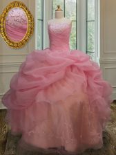 Fabulous Sleeveless Lace Up Floor Length Embroidery and Pick Ups Quinceanera Dress